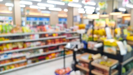 defocused abstrack background of minimarket or convenience store