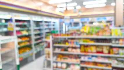 defocused abstrack background of minimarket or convenience store