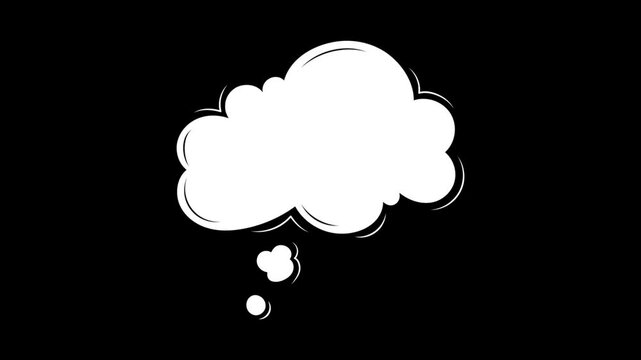 Speech bubble animation for text. Chat popup for comments, posts, comics. Message template for explainer video. Alpha channel and green background.
