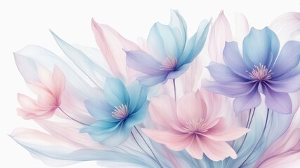 Fototapeta premium Beautiful pink petals blooming on a soft white background.