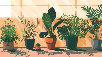 Clean vector design of office plants