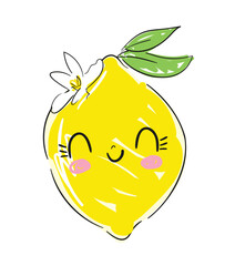 lemon kids print vector illustration trend design for t shirt printing, graphic design