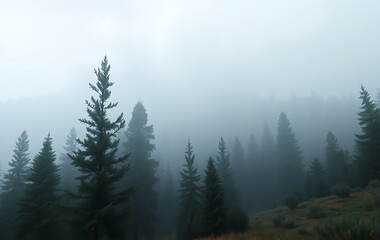 misty morning in the forest