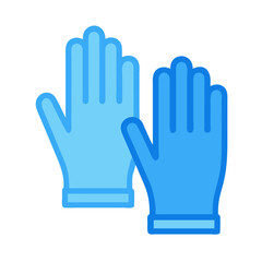 Medical gloves icon in blue vector, safety and hygiene representation.