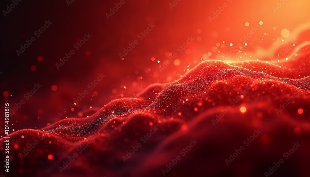 Aufkleber glowing red waves with sparkling lights: an abstract background for creative projects