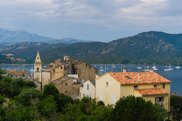 Obraz premium Scenic view of Saint Florent town at north coast of Corsica island