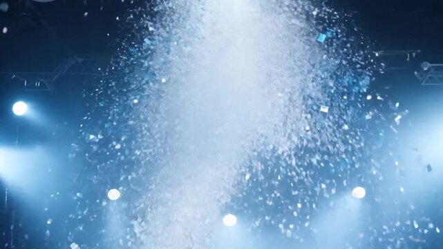 blue and silver confetti rain launched falling animation 4K