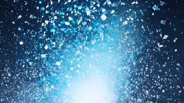 blue and silver confetti rain launched falling animation 4K