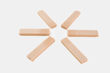 A stack of wafers with a white background