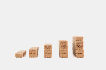A stack of wafers with a white background