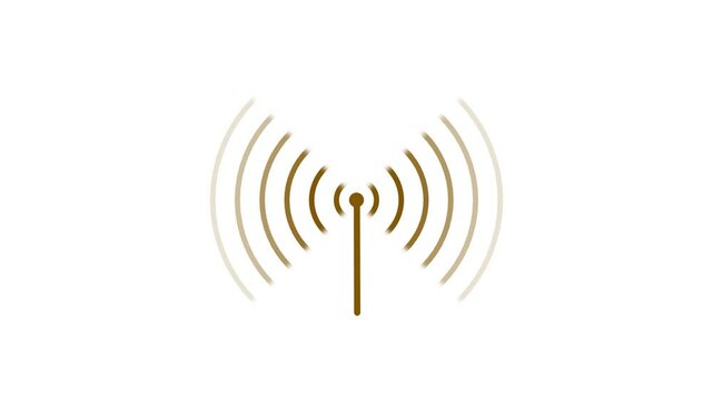 Radio waves deep lime green color animation. network tower produced radio wave concept on white background.