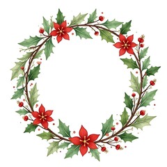 Fototapeta premium christmas wreath with red berries
