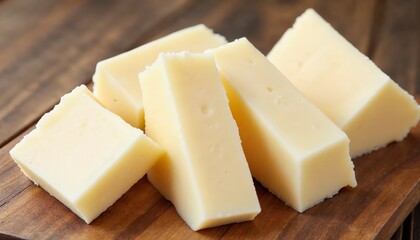 Delicious Slices of Yellow Cheese Perfect for Sandwiches and Platter Presentation