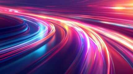 Vibrant Blurred Motion Lights on Abstract Highway