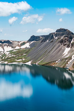 Paektu Mountain(Changbai Mountain) Tianchi Lake and Mountain Peak Reflection, China