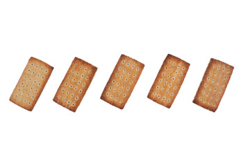 A pile of crackers with holes in them
