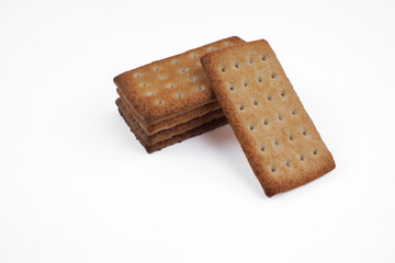 Pile of hollow crackers isolated white background