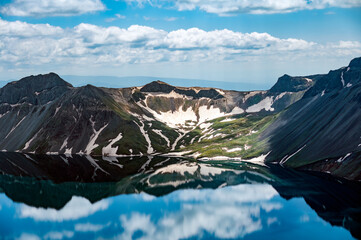 Paektu Mountain(Changbai Mountain) Tianchi Lake and Mountain Peak Reflection, China