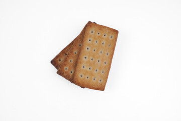 Pile of hollow crackers isolated white background