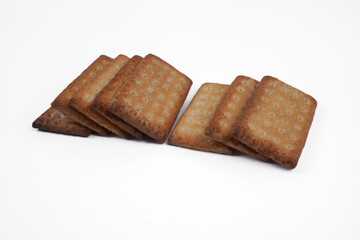 Pile of hollow crackers isolated white background