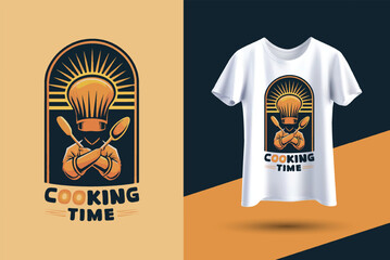 Modern vintage classy stylish cooking time t-shirt vector design template