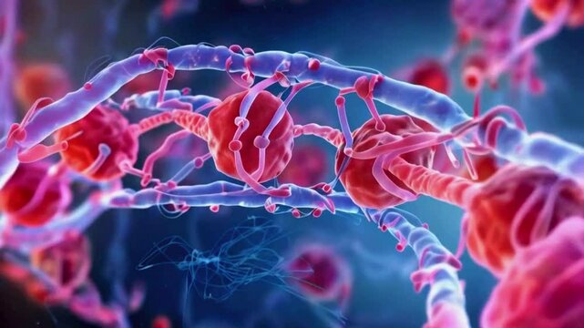 reformation of nuclear envelopes separated chromosomes, end of mitosis. de-condensation into chromatin fibers cell prepares to complete division, 4k High-Quality background Animation Video