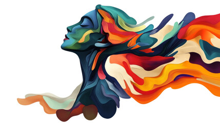 Abstract Woman with Colorful Hair.
