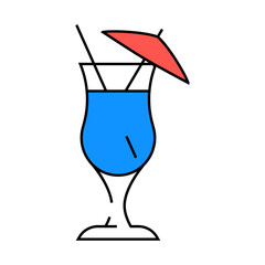 cocktail drink glass line icon vector. cocktail drink glass sign. isolated symbol illustration