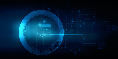 2d illustration Abstract futuristic electronic circuit technology background