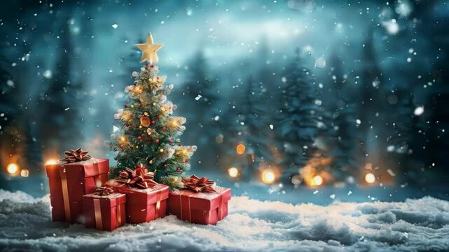 video of christmas tree and gifts