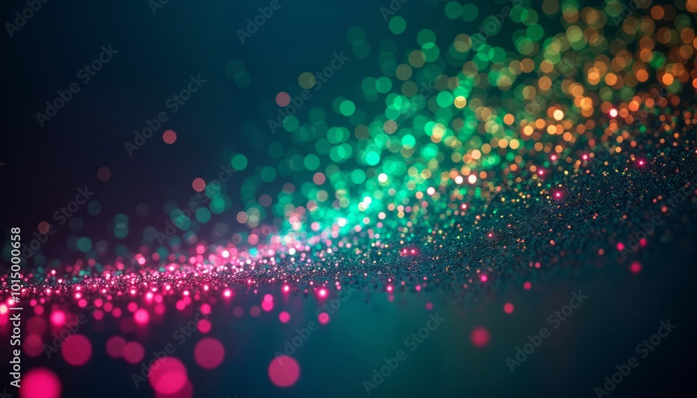 Poster colorful abstract bokeh background with glowing particles for creative design and digital artwork