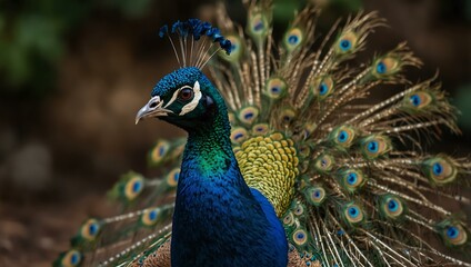 Fototapeta premium Peacock displaying its feathers.