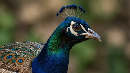 Obraz premium Peacock displaying its feathers.
