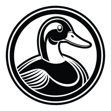 recommend clip art: Silhouette Mallard vector line art logo design templates