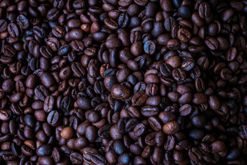 Roasted coffee beans for background