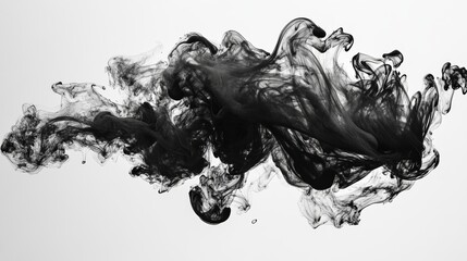 Abstract Black Ink Swirl in Water.