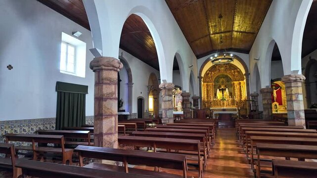 Interior of the Monchique Parish Church, Igreja Paroquial de Monchique at Monchique in Portugal, Europe