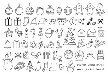 クリスマスにまつわる手描きイラストセット 詰め合わせ