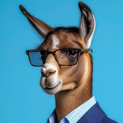 Obraz premium Dapper Llama in Shades on Light Blue