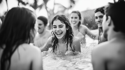 Documentary Photography of Pool and Beach Parties Capturing Genuine Fun and Laughter Among Friends and Family in a Warm, Relaxed Setting.