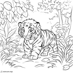 Obraz premium Happy Tiger Walking Through Jungle