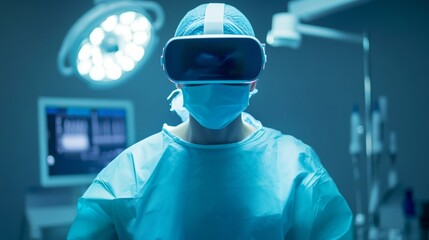 A digital surgeon performing a medical operation using VR glasses, showcasing the future of medicine.