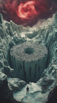 Enchanted Maze of Julia Set Fractals in a Mysterious Landscape