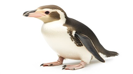 Obraz premium Yellow-eyed Penguin Bird on White Background, Photo Realistic, Wallpaper, Cover and Screen for Smartphone, PC, Laptop, 9:16 and 16:9 Format