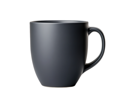 Dark ceramic mug on a white isolated background.