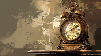 Classic antique clock in flat design