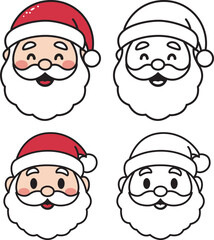 Santa Claus Face, Funny Santa Head vector illustration on a white background