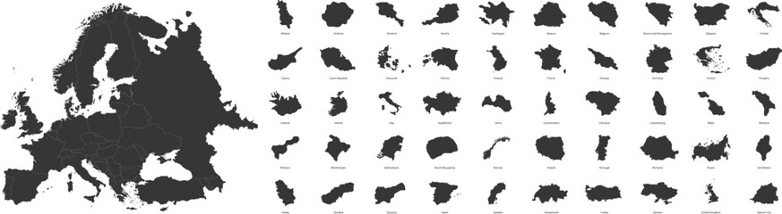 Countries in Western, Southern, Northern and Eastern Europe. Vector illustration