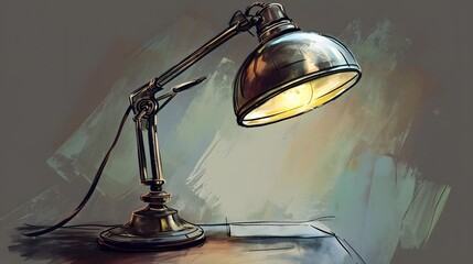 Elegant vintage desk lamp vector illustration