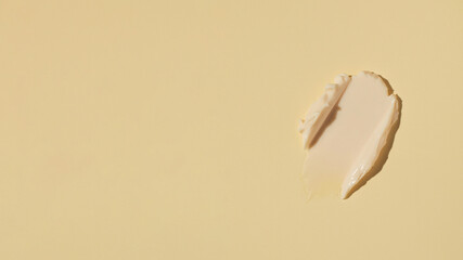 Sample and texture of cosmetics, cream for skin care. Swatches. Skin care. Copy space